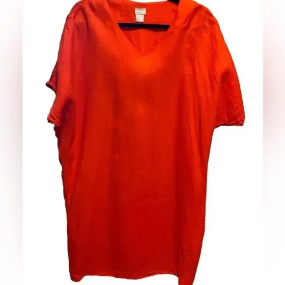 chicos orange dress Chicos Zenergy Drawstring Waist Dress Womens Size 3 16 XL Orange J7E